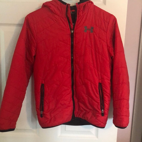 Under Armour Youth Small Navy Blue Coldgear Bomber Zip Up Jacket NEW